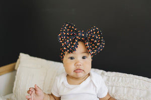 Candy Corn Double Texture Bow Baby Halloween Headwrap