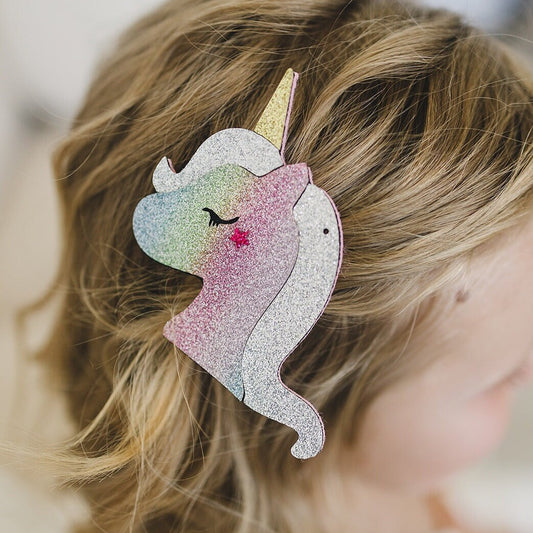 Large Glitter Unicorn Sparkle Hair Clip