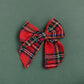 Tartan Plaid Holiday Linen Hair Bow 5.5"