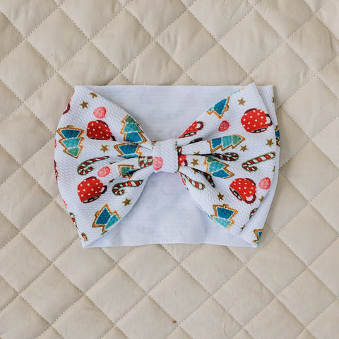 Hot Cocoa and Candy Cane XL Texture Bow Baby Headband