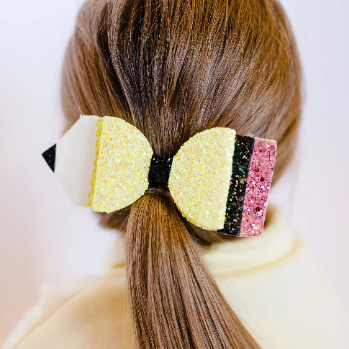 Back to School Glitter Pencil Bow