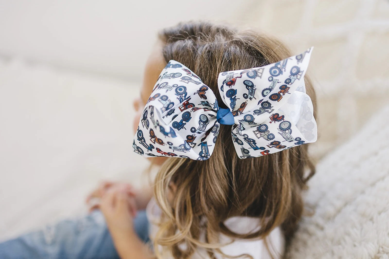 Farmer Tractor 7" Grosgrain Hair Bow