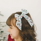 Vintage Sledding Snowman Serged Cotton 4" Hair Bow