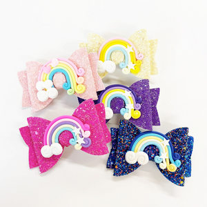 Solid Color Glitter Glam Rainbow Hair Bows