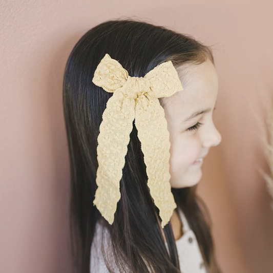 Classic Lace Ribbon Long Hair Bow Clip