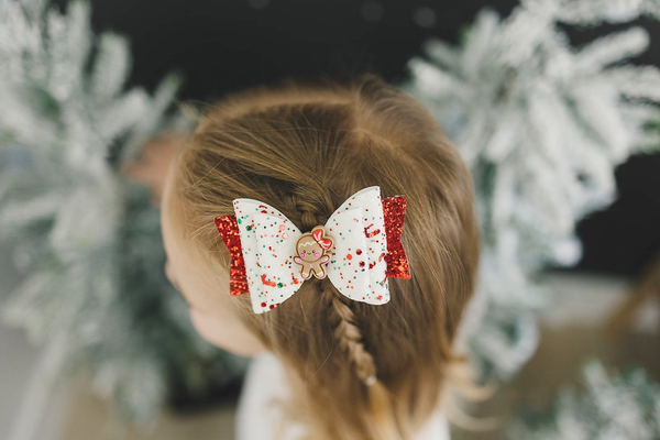 Gingerbread Glitter Hair Bow