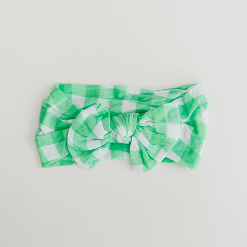 Spring Green Gingham Baby Nylon Headband