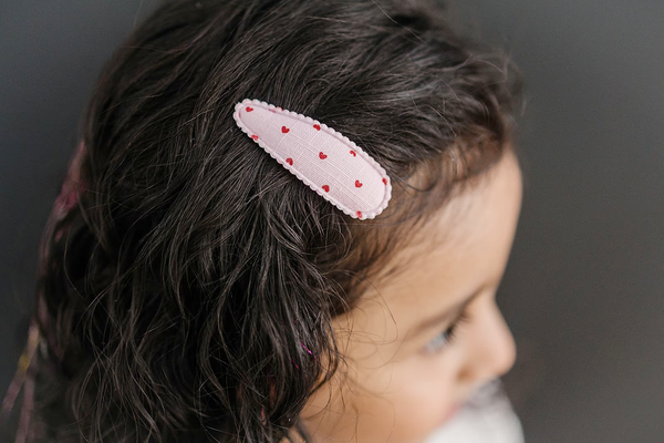 Blush and Red Little Heart Snap Hair Clips