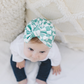 Sage Checkered Baby Bow Turban