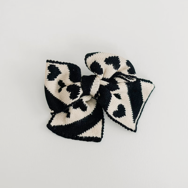 Thick Chunky Heart Sweater Knit Hair Bow Clip