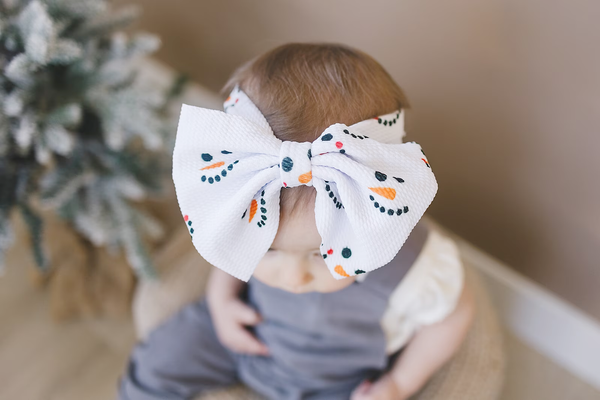 Winter Snowman XL Texture Baby Bow Headband