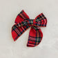 Tartan Plaid Holiday Linen Hair Bow 5.5"