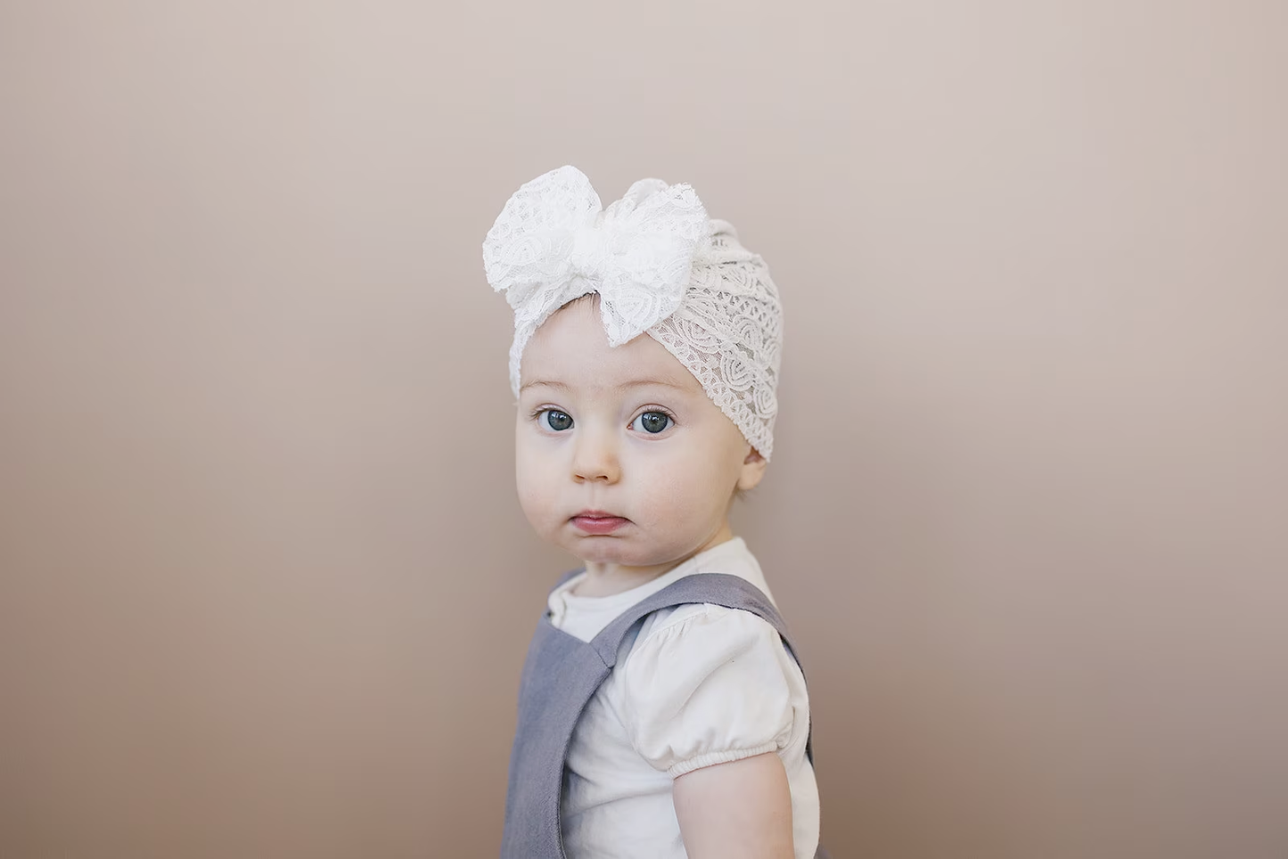 Lightweight Lacey Baby Bow Turban
