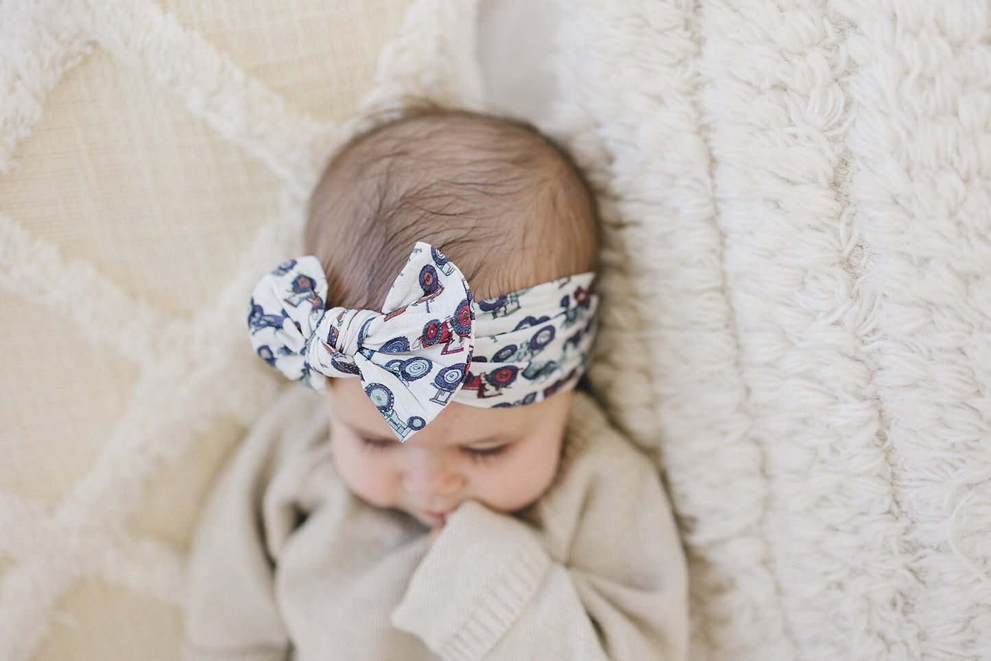 Farmer Tractor Nylon Baby Bow Headband