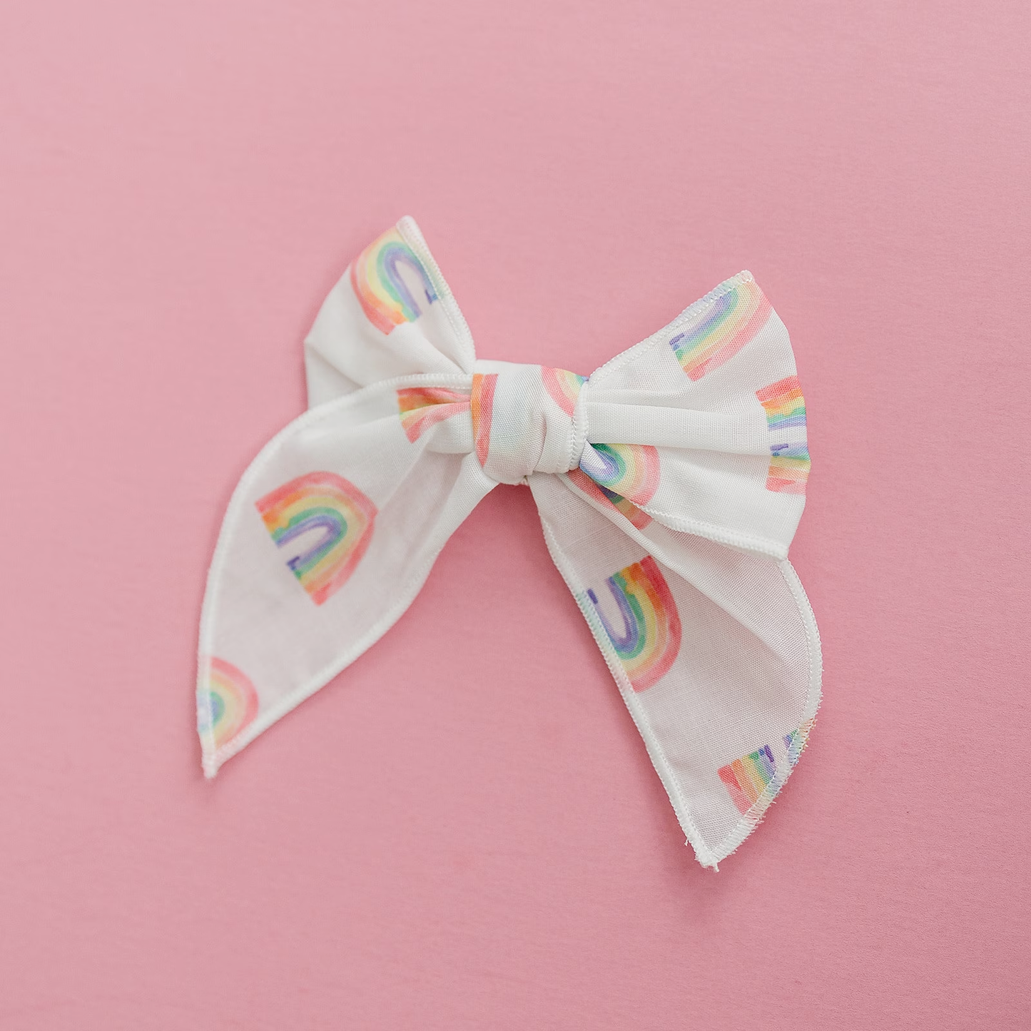 Watercolor Spring Rainbow 4" Serged Cotton Hair Bow