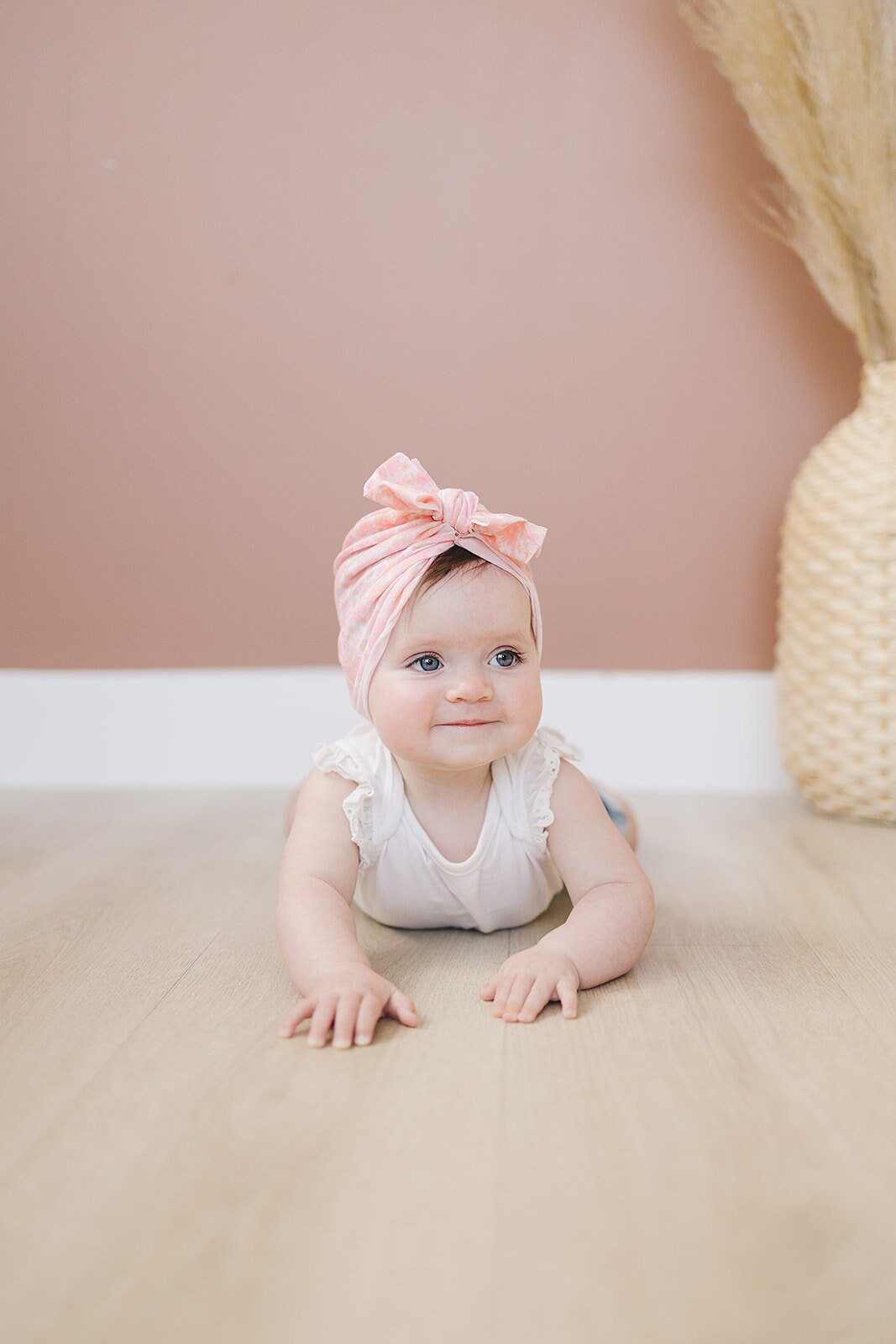 Pink Summer Floral Baby Bow Turban