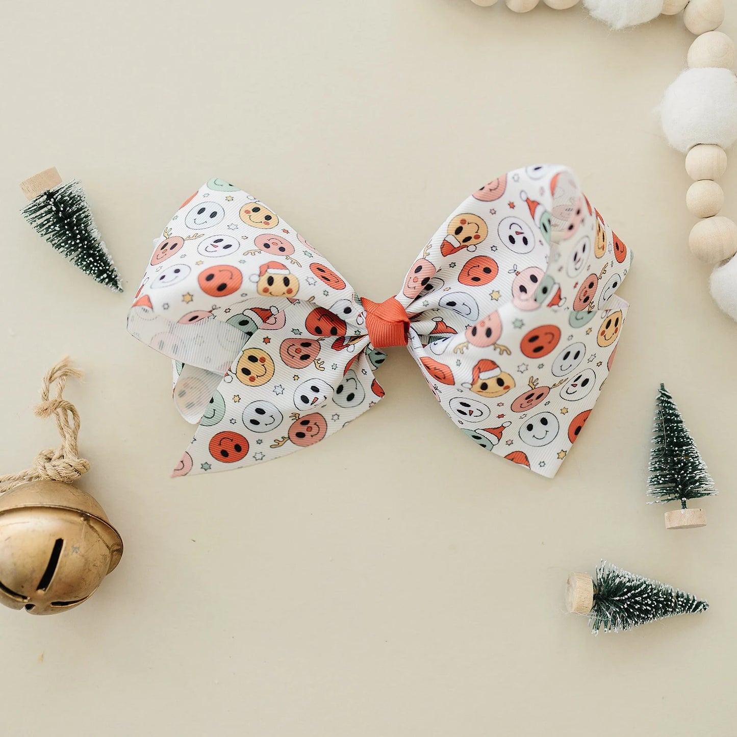 Happy Holiday Friends 7" Grosgrain Hair Bow