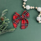 Tartan Plaid Holiday Linen Hair Bow 5.5"