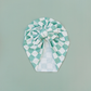 Sage Checkered Baby Bow Turban