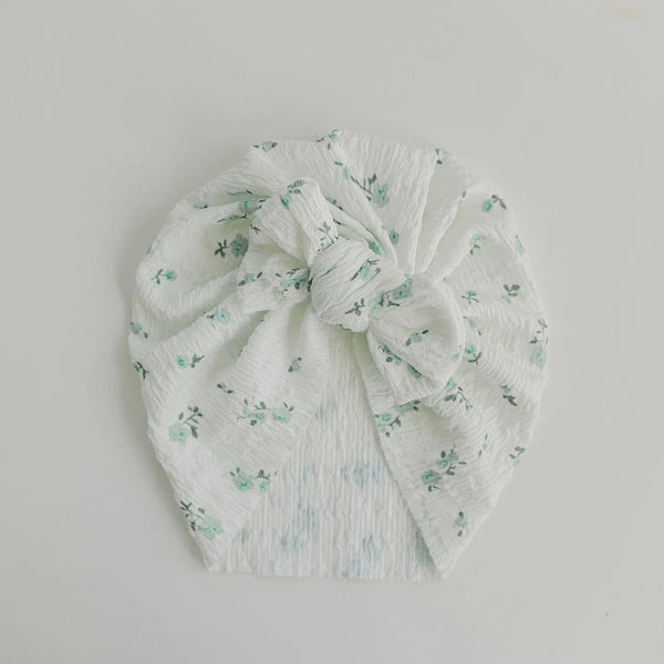 Textured Little Floral Baby Bow Turban