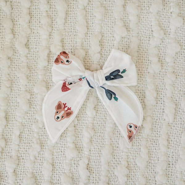 Christmas Doggies 4" Serged Cotton Hair Bow