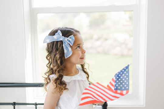 Fourth of July Stars 4" Serged Cotton Hair Bow