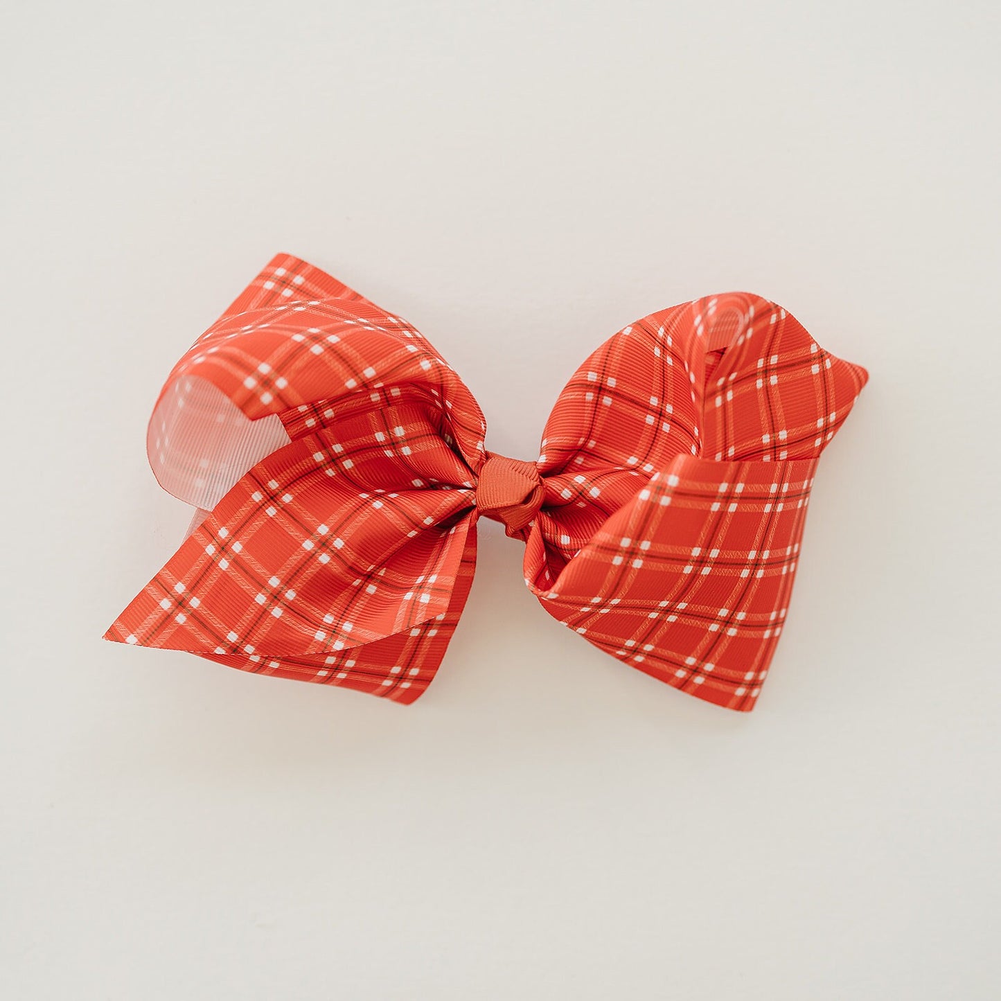 Christmas Red and White Plaid 7" Grosgrain Hair Bow