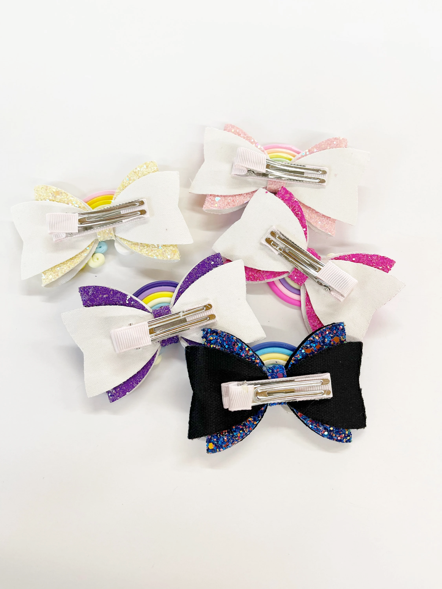 Solid Color Glitter Glam Rainbow Hair Bows