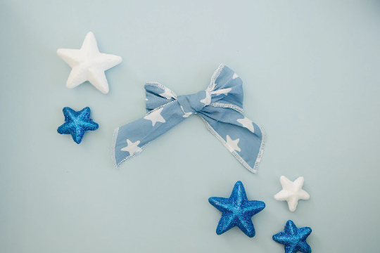 Fourth of July Stars 4" Serged Cotton Hair Bow