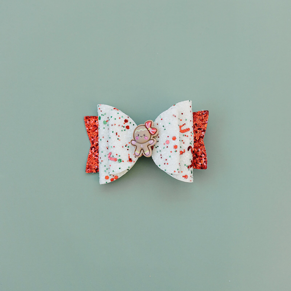 Gingerbread Glitter Hair Bow
