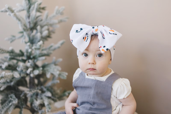 Winter Snowman XL Texture Baby Bow Headband