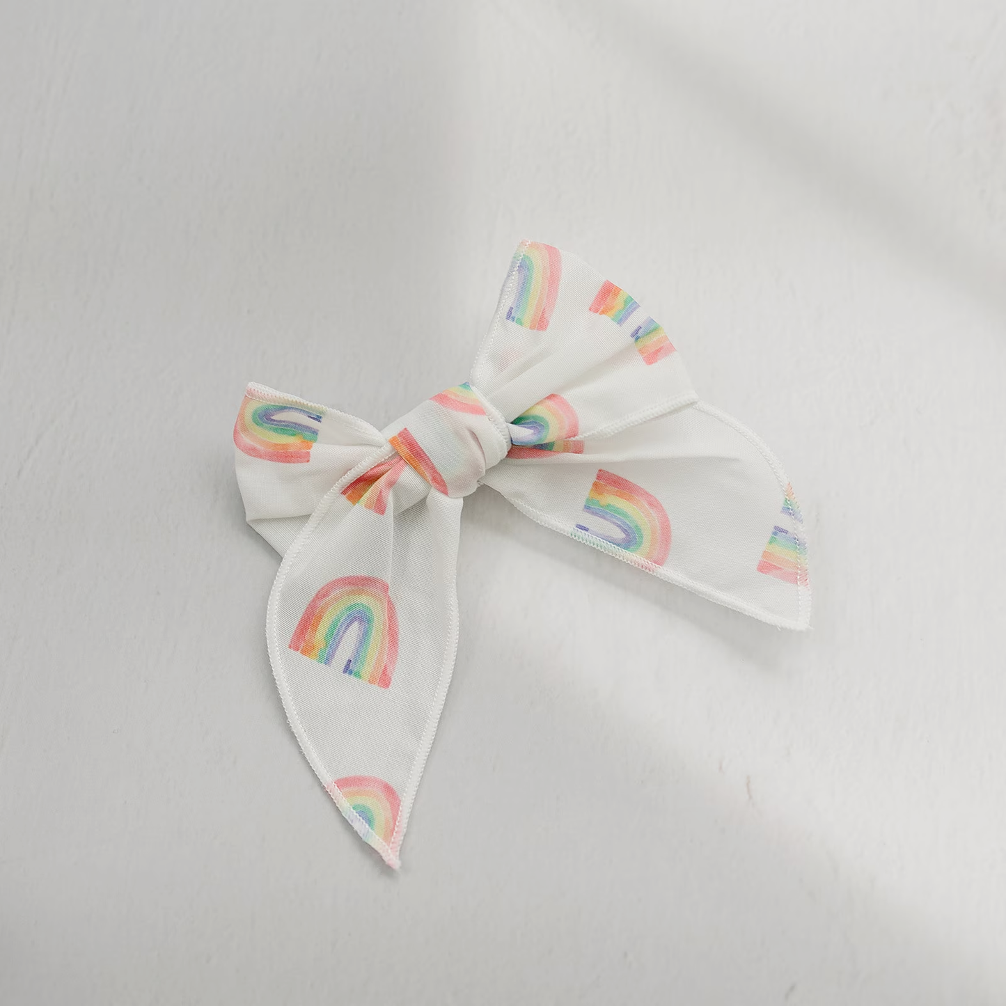 Watercolor Spring Rainbow 4" Serged Cotton Hair Bow