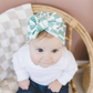 Sage Checkered Baby Bow Turban