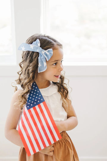 Fourth of July Stars 4" Serged Cotton Hair Bow