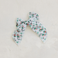 Vintage Sledding Snowman Serged Cotton 4" Hair Bow