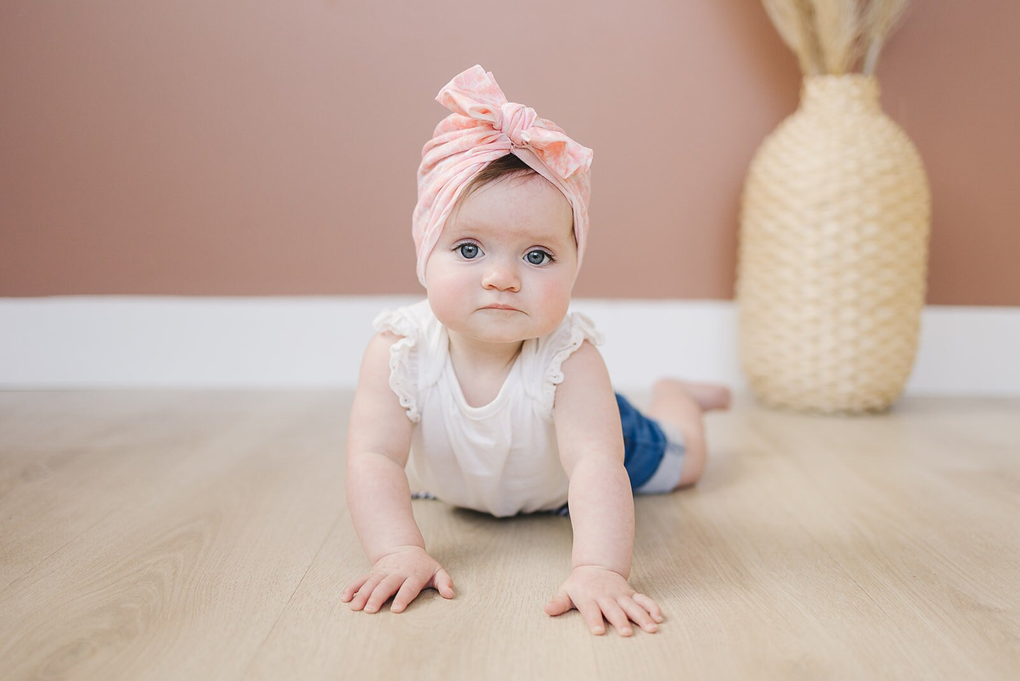 Pink Summer Floral Baby Bow Turban