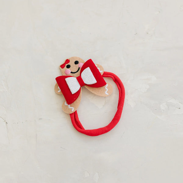 Embroidered Little Gingerbread Man Hair Bow