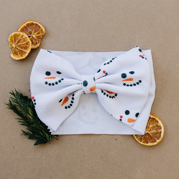 Winter Snowman XL Texture Baby Bow Headband