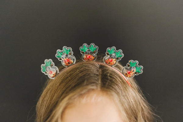 Reindeer Christmas Confetti Shaker Girls Headband