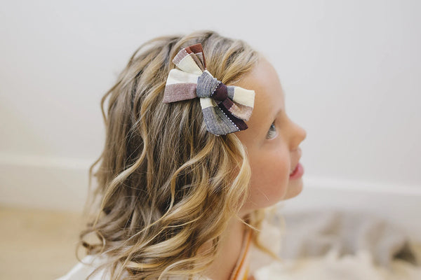Autumn Plaid Linen Hair Bow