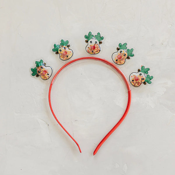 Reindeer Christmas Confetti Shaker Girls Headband