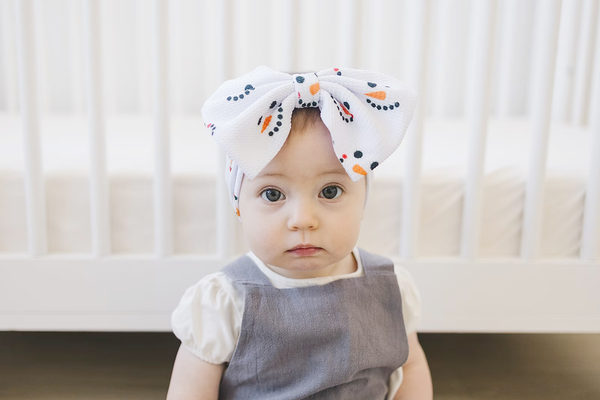 Winter Snowman XL Texture Baby Bow Headband