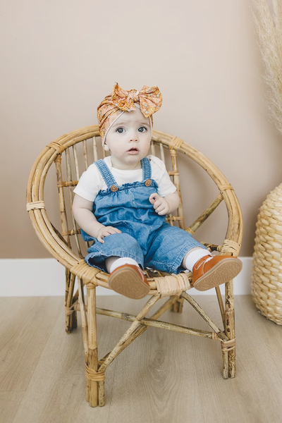 Charming Flowers Neutral Messy Bow Baby Turban