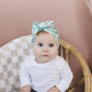 Sage Checkered Baby Bow Turban