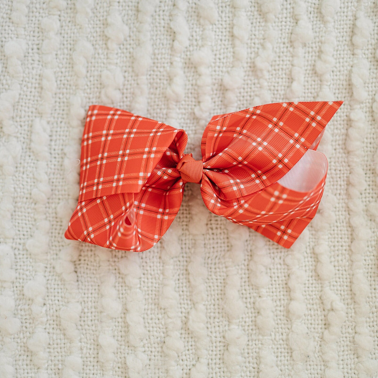 Christmas Red and White Plaid 7" Grosgrain Hair Bow