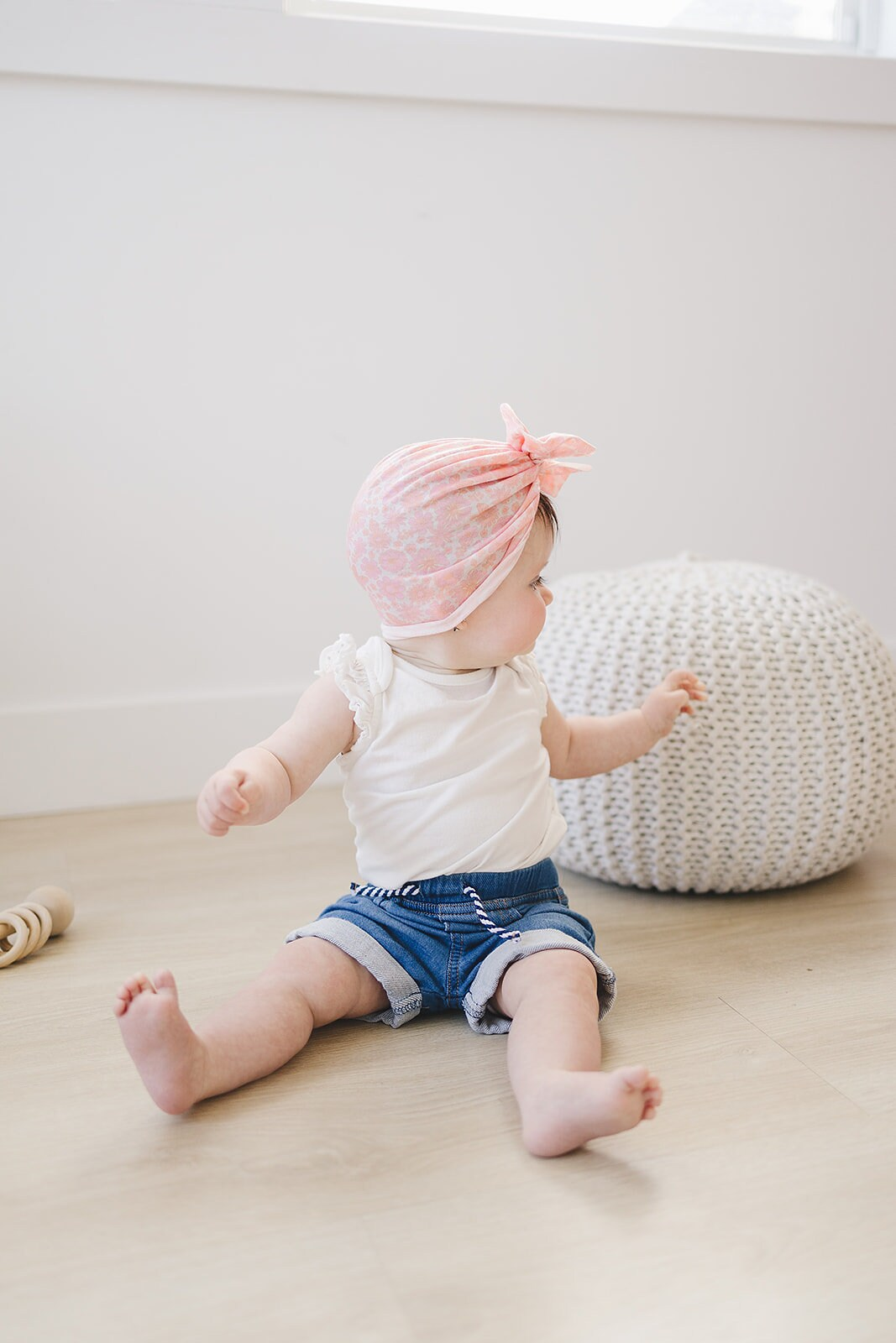 Pink Summer Floral Baby Bow Turban