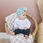 Sage Checkered Baby Bow Turban