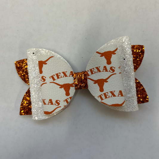 3" Faux Leather Texas Longhorns Bow