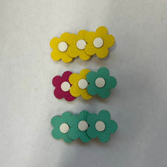 Faux Leather Trio Hair Clips