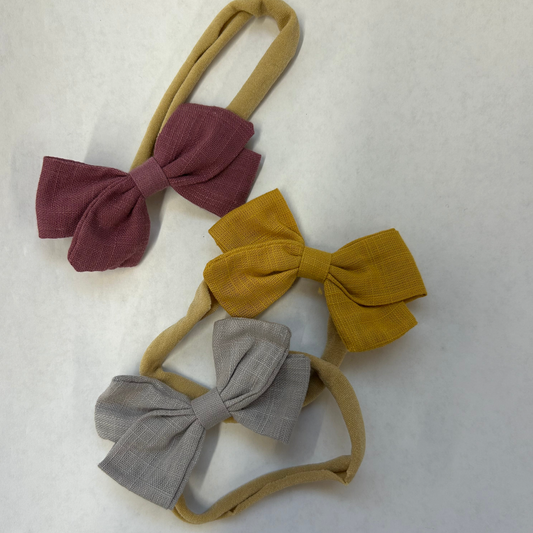 Square Linen Hair Bows